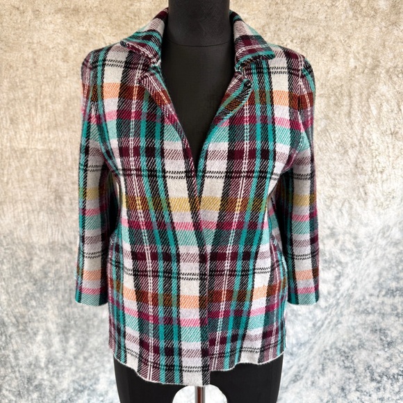 Anthropologie Sweaters - Anthropologie Rosetta Multi-color Plaid Sweater Jacket - XS